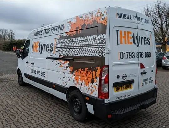 HEtyres branded mobile tyre fitting van